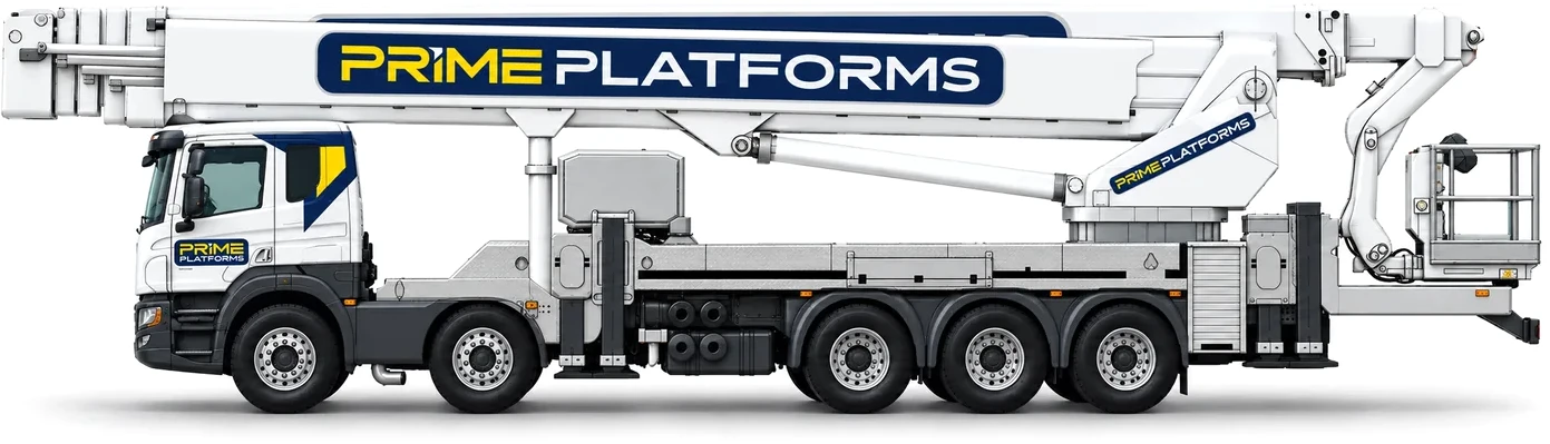 Bronto S90HLA 90m truck mounted access platform in Prime Platforms livery