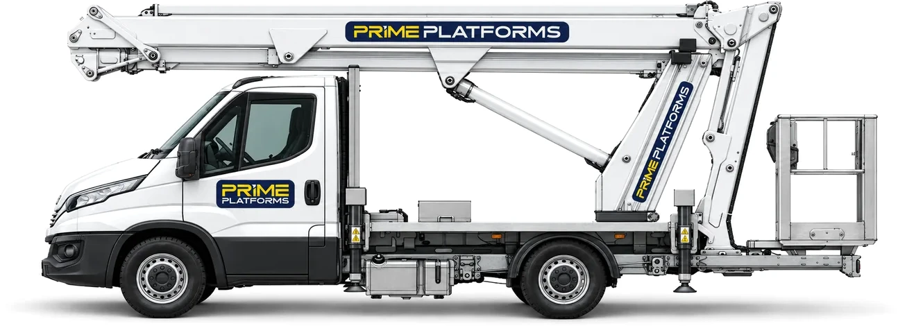 Multitel MZ250 25.1m truck mounted access platform in Prime Platforms livery