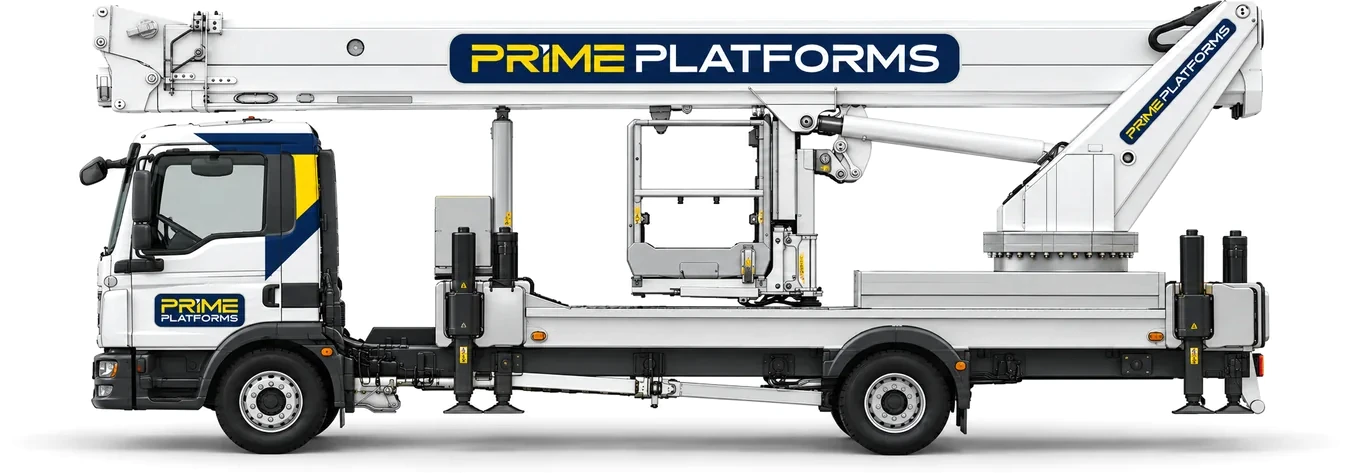Palfinger P320 32m truck mounted access platform in Prime Platforms livery