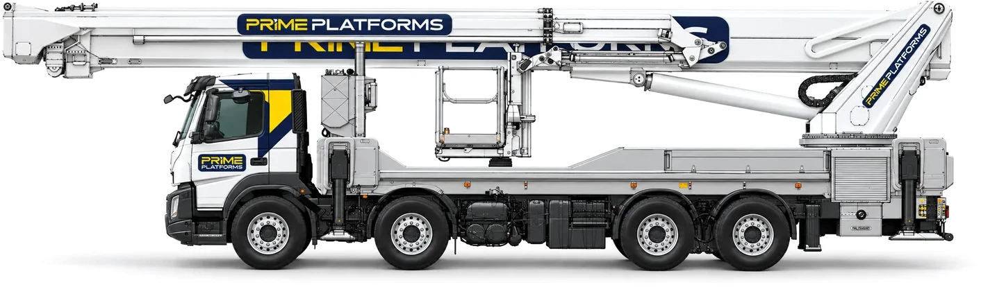 Palfinger P750 75m truck mounted access platform in Prime Platforms livery