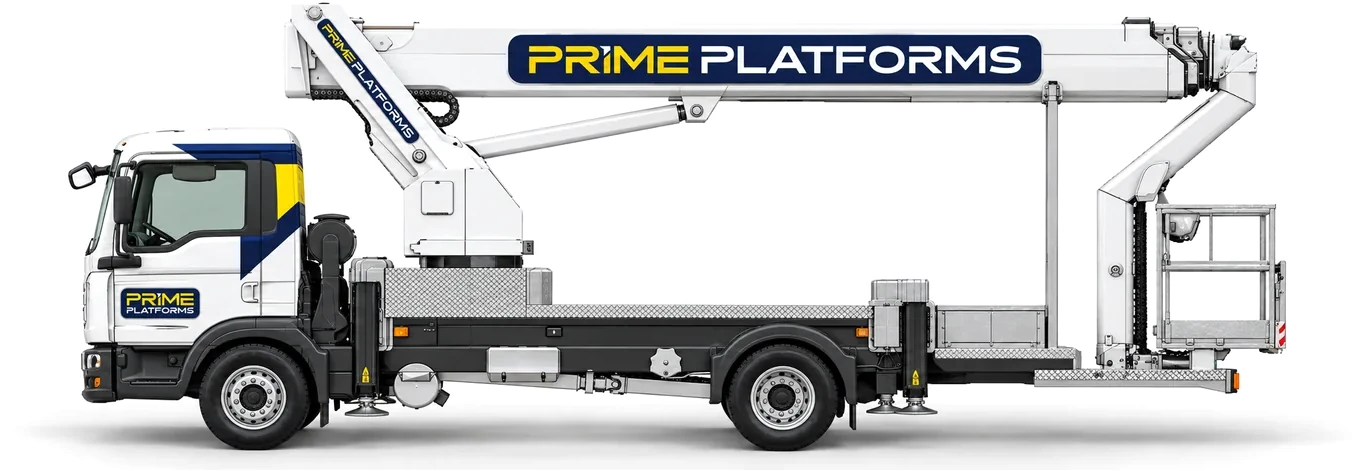 Ruthmann T330 33m truck mounted access platform in Prime Platforms livery
