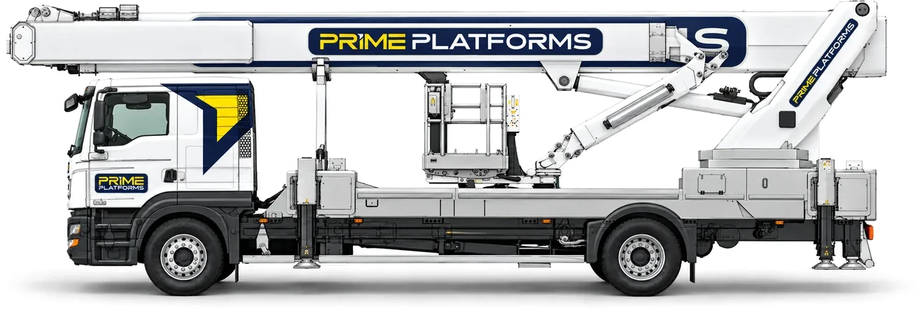 Ruthmann T510HF 51m truck mounted access platform in Prime Platforms livery