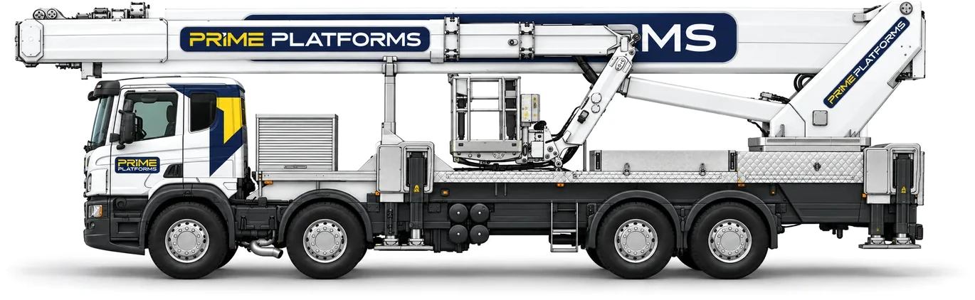 Ruthmann T720 72m truck mounted access platform in Prime Platforms livery