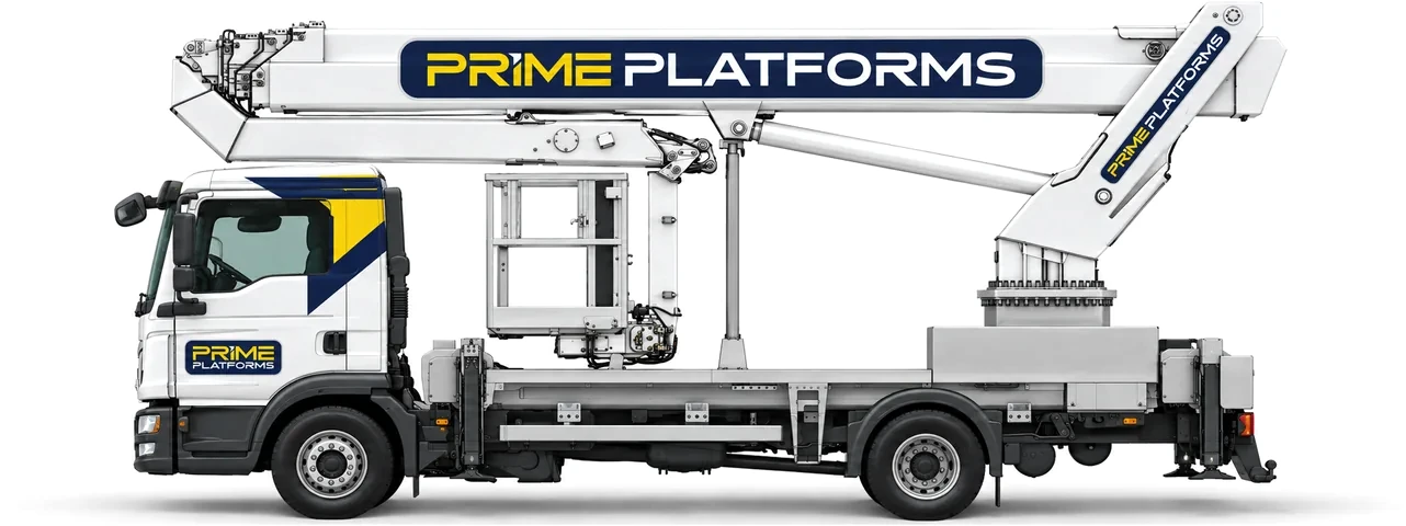 Ruthmann TU285 28.5m truck mounted access platform in Prime Platforms livery